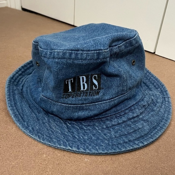 Vintage 1990’s Denim TBS Bucket Hat Turner Broadcasting TV Station Warner Bros - Picture 2 of 10